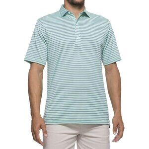 Johnnie-O Myers Striped Prep-Formance Polo in Greenie Size L